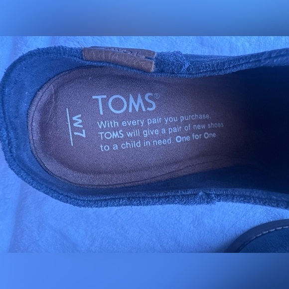 Toms Leila Forged Iron Grey Suede Stacked Chunky Black Heel Mules. W7 - Picture 11 of 13